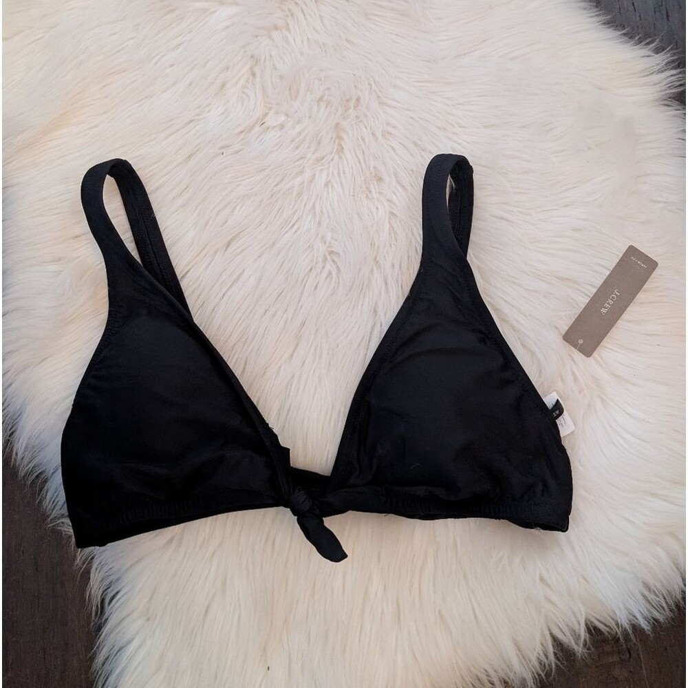NWT NEW J.Crew Tie Front Black Triangle Bikini Top ONLY S Small